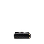 CHANEL 25P TOP HANDLE FLAP BAG SHINY LAMBSKIN BLACK GHW(MICROCHIP)