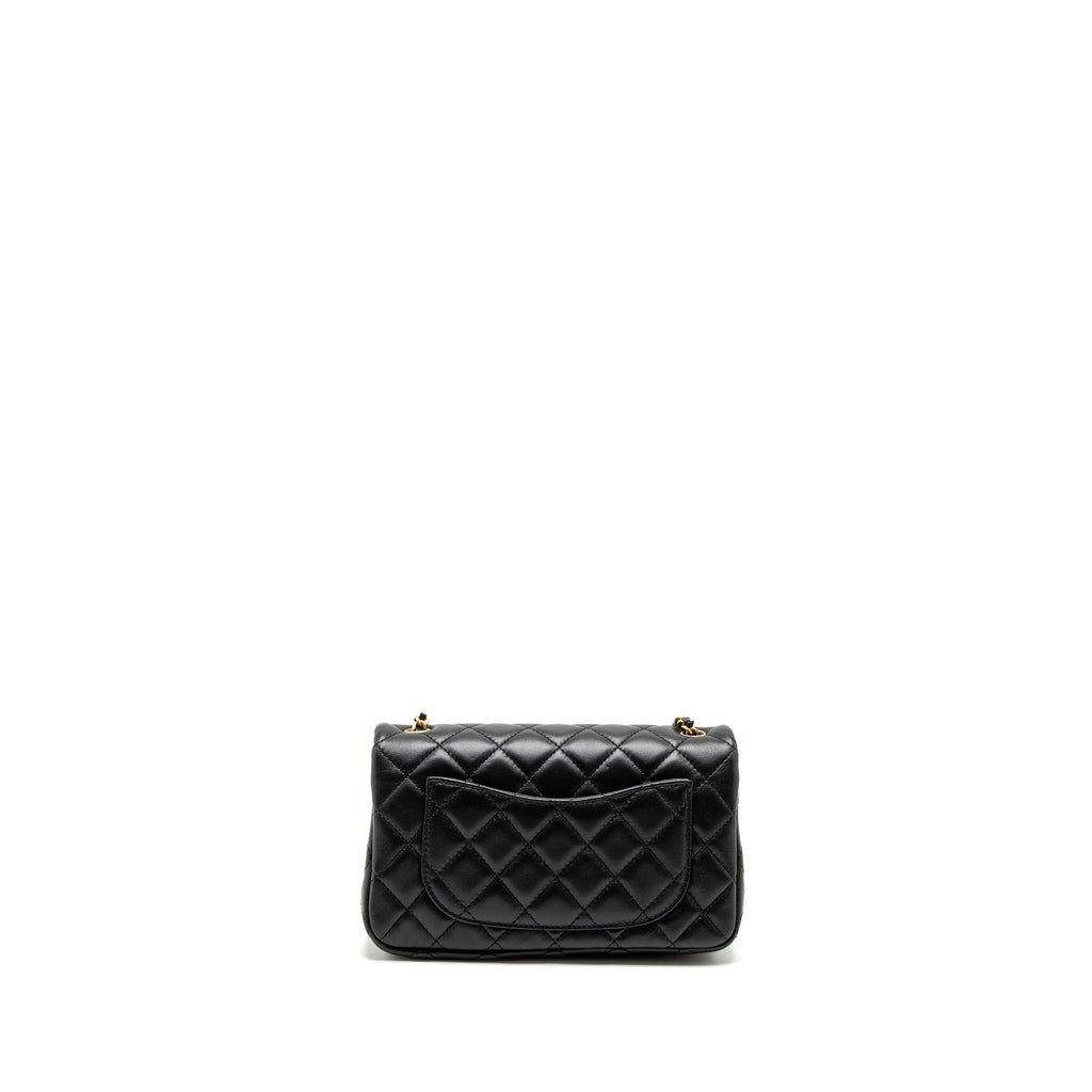 CHANEL PEARL CRUSH MINI RECTANGULAR LAMBSKIN BLACK BRUSHED GHW (MICROCHIP)