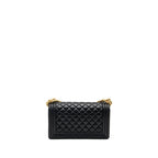 CHANEL MEDIUM BOY BAG SMOOTH CALFSKIN BLACK GHW (MICROCHIP)