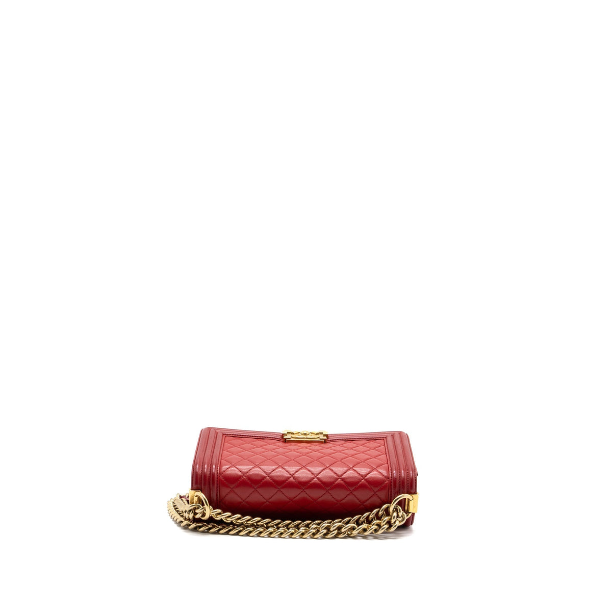 CHANEL MEDIUM BOY BAG LAMBSKIN RED BRUSHED GHW