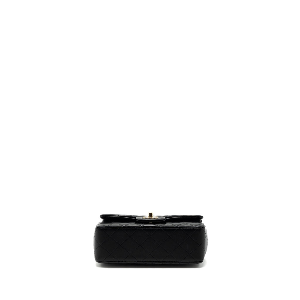 CHANEL TOP HANDLE MINI RECTANGULAR FLAP BAG LAMBSKIN BLACK LGHW(MICROCHIP)