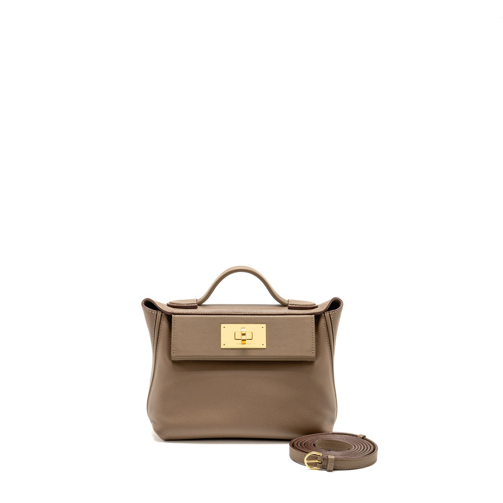 Hermes Mini 2424 24/24-21 Bag Evercolor/Swift Etoupe GHW
