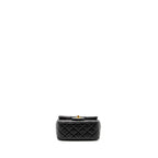 CHANEL PEARL CRUSH MINI SQUARE  FLAP BAG LAMBSKIN BLACK GHW (MICROCHIP)