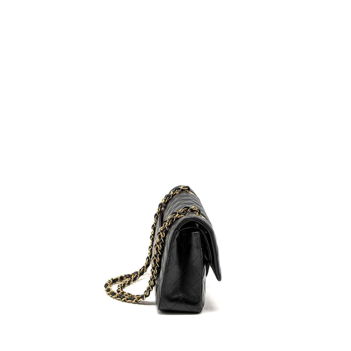 CHANEL MEDIUM CLASSIC DOUBLE FLAP BAG LAMBSKIN BLACK GHW
