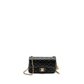 CHANEL PEARL CRUSH MINI RECTANGULAR LAMBSKIN BLACK BRUSHED GHW (MICROCHIP)