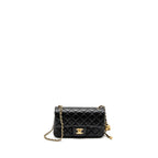 CHANEL PEARL CRUSH MINI RECTANGULAR LAMBSKIN BLACK BRUSHED GHW (MICROCHIP)