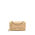 CHANEL MEDIUM CLASSIC DOUBLE FLAP BAG CAVIAR BEIGE SHW