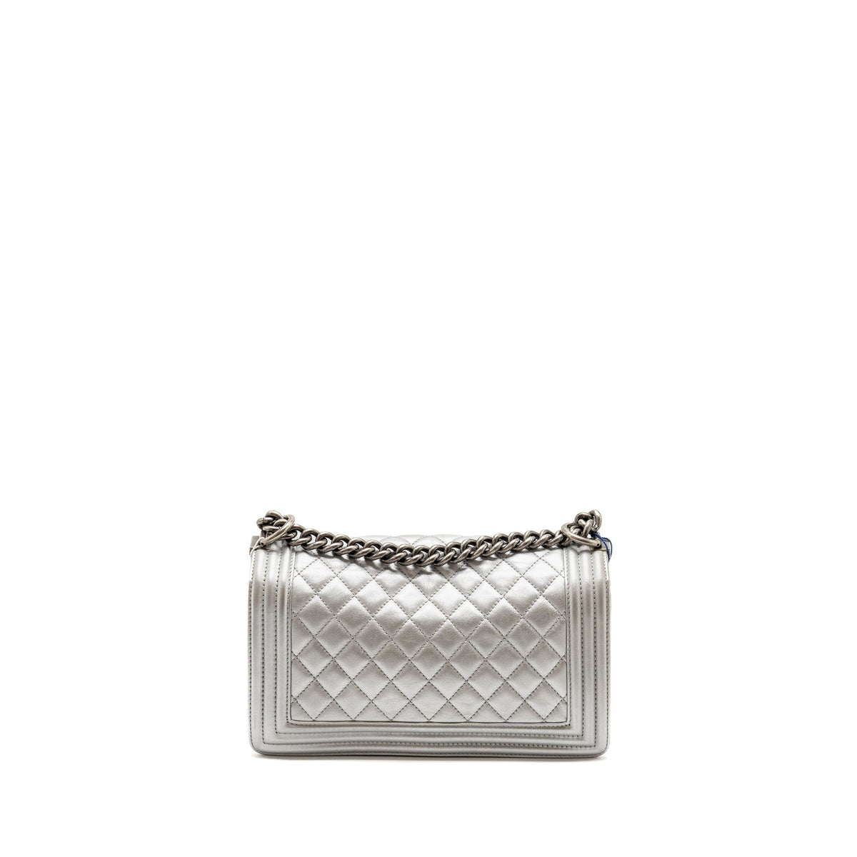 CHANEL MEDIUM BOY BAG LAMBSKIN SILVER SHW