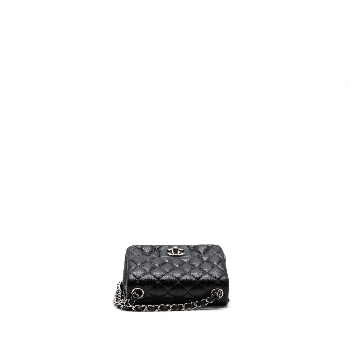 CHANEL CLASSIC MINI SQUARE FLAP BAG CAVIAR BLACK SHW