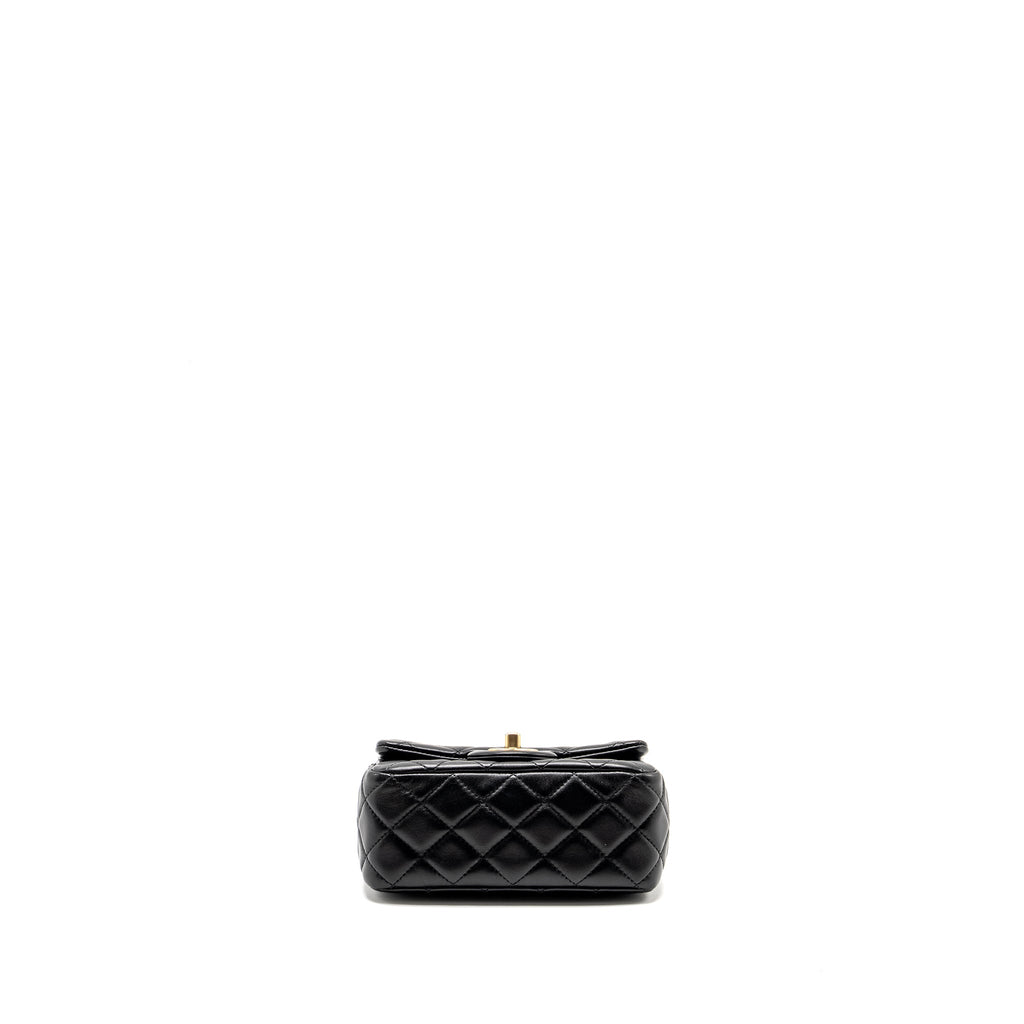 CHANEL PEARL CRUSH MINI SQUARE FLAP BAG LAMBSKIN BLACK GHW