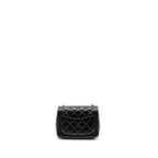 CHANEL PEARL CRUSH MINI SQUARE  FLAP BAG LAMBSKIN BLACK GHW (MICROCHIP)