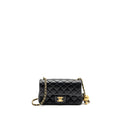 CHANEL PEARL CRUSH MINI RECTANGULAR FLAP BAG LAMBSKIN BLACK GHW (MICROCHIP)