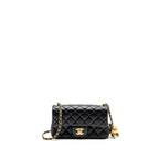 CHANEL PEARL CRUSH MINI RECTANGULAR FLAP BAG LAMBSKIN BLACK GHW (MICROCHIP)