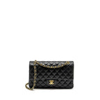 CHANEL  MEDIUM CLASSIC DOUBLE  FLAP BAG LAMBSKIN BLACK GHW