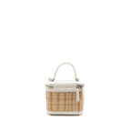 CHANEL TOP HANDLE VANITY CASE BAG CALFSKIN/RAFFIA WHITE SHW