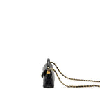 CHANEL 25P TOP HANDLE FLAP BAG SHINY LAMBSKIN BLACK GHW(MICROCHIP)