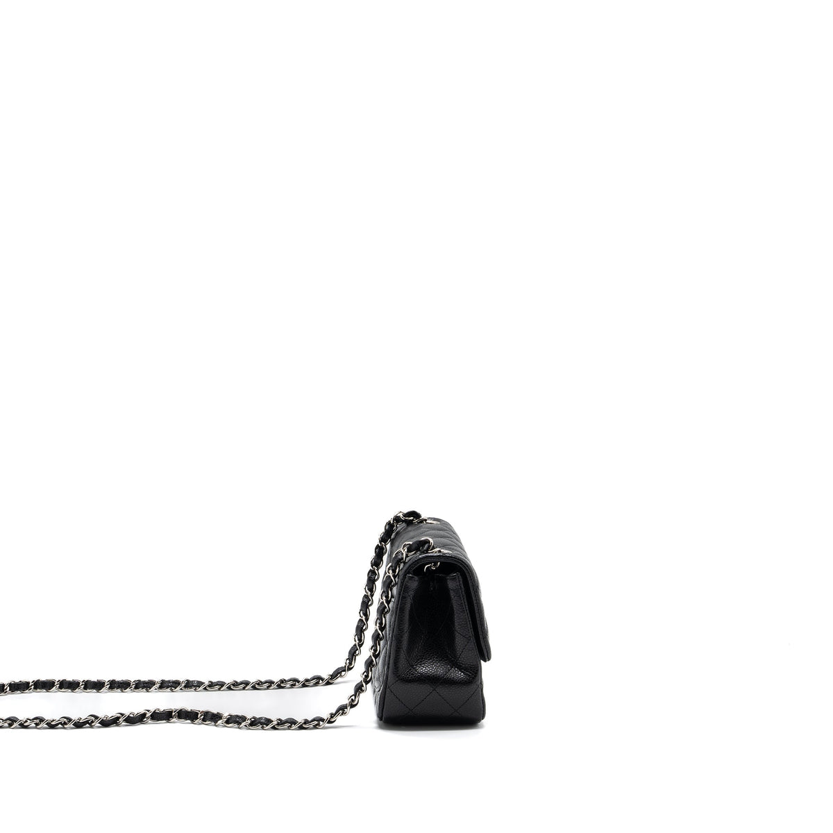 CHANEL CLASSIC MINI SQUARE FLAP BAG CAVIAR BLACK SHW