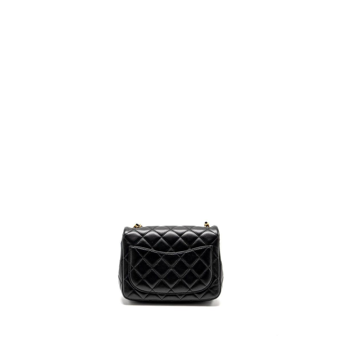 CHANEL PEARL CRUSH MINI SQUARE FLAP BAG LAMBSKIN BLACK GHW