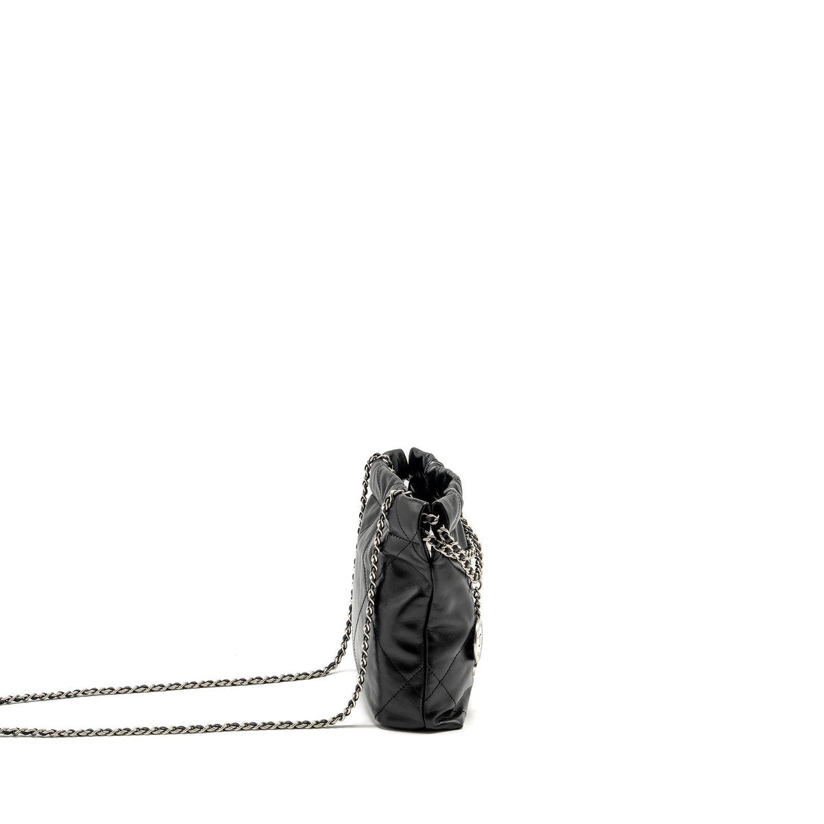 CHANEL MINI 22 BAG SHINY CALFSKIN BLACK SHW (MICROCHIP)