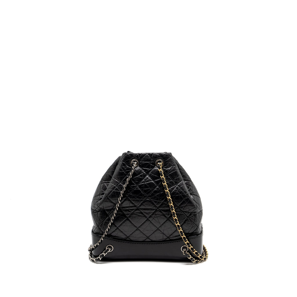 CHANEL SMALL GABRIELLE BACKPACK CALFSKIN BLACK MULTICOLOUR HARDWARE (MICROCHIP)