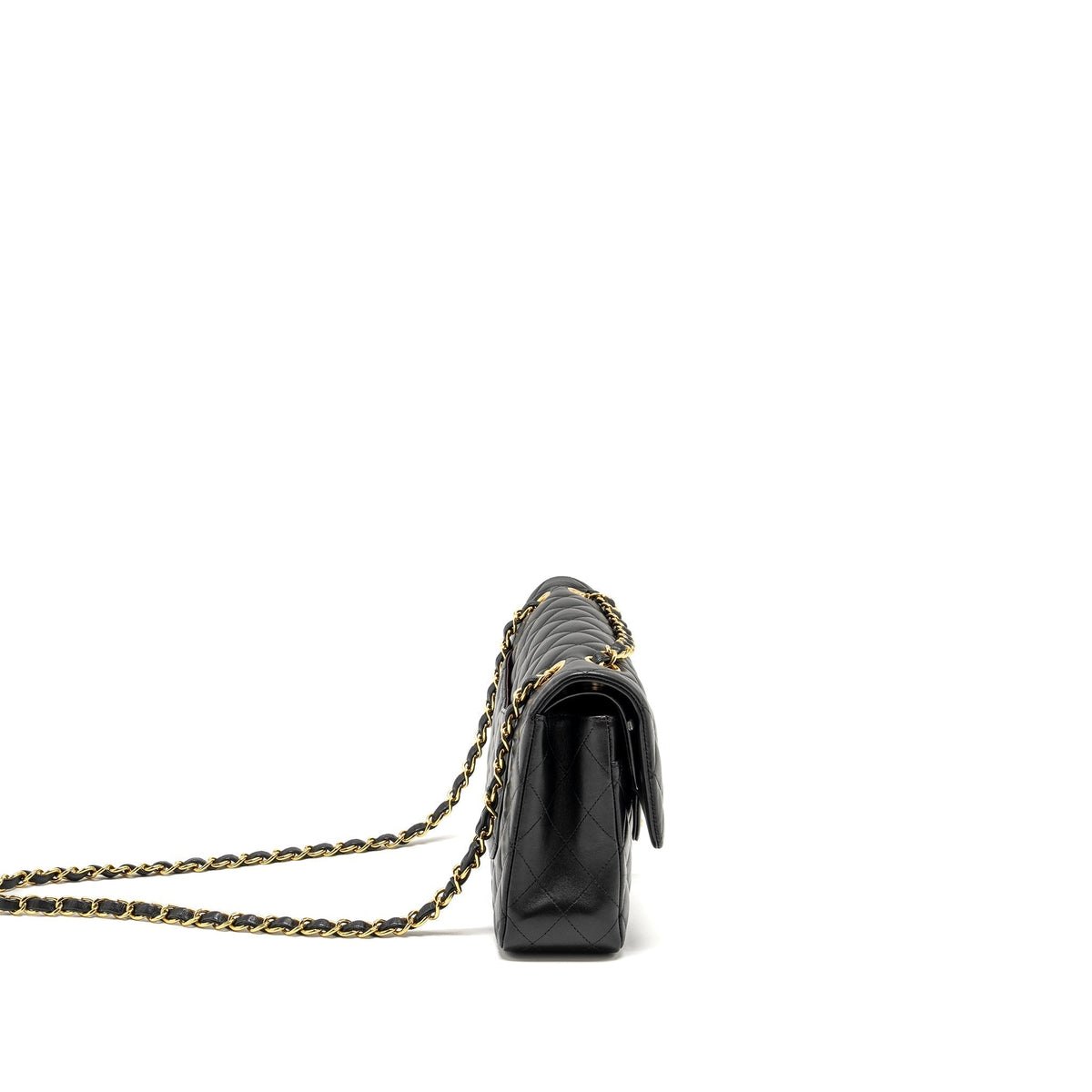 CHANEL  MEDIUM CLASSIC DOUBLE  FLAP BAG LAMBSKIN BLACK GHW