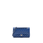 CHANEL MEDIUM CLASSIC DOUBLE FLAP BAG PATENT LIGHT BLUE SHW