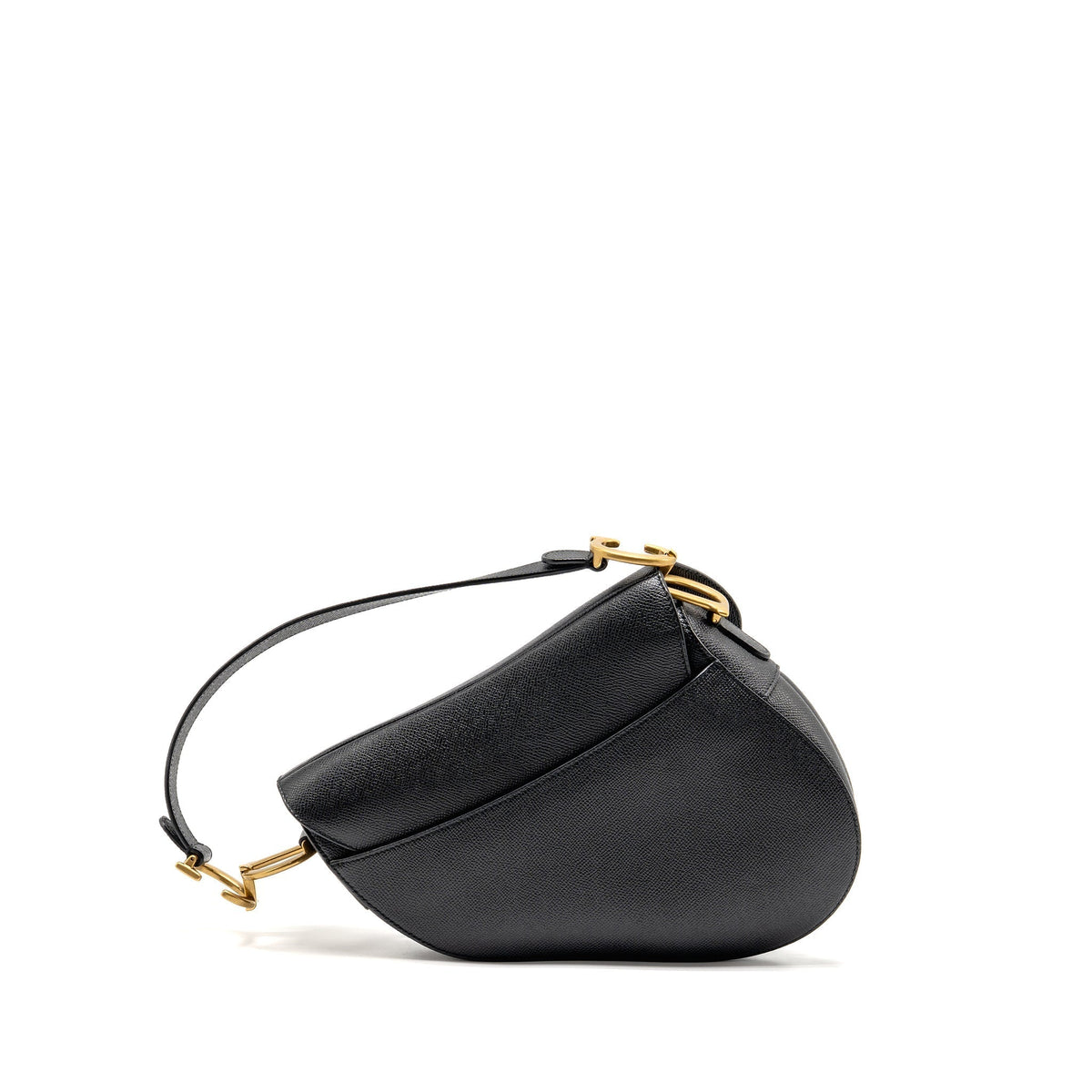 DIOR SADDLE BAG WITH STRAP GRAINED CALFSKIN BLACK GHW