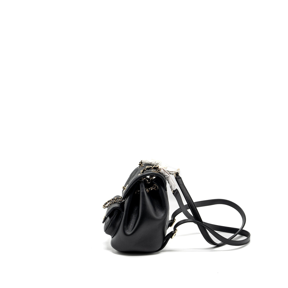 CHANEL 24P MINI DUMA BACKPACK CALFSKIN BLACK LGHW (MICROCHIP)