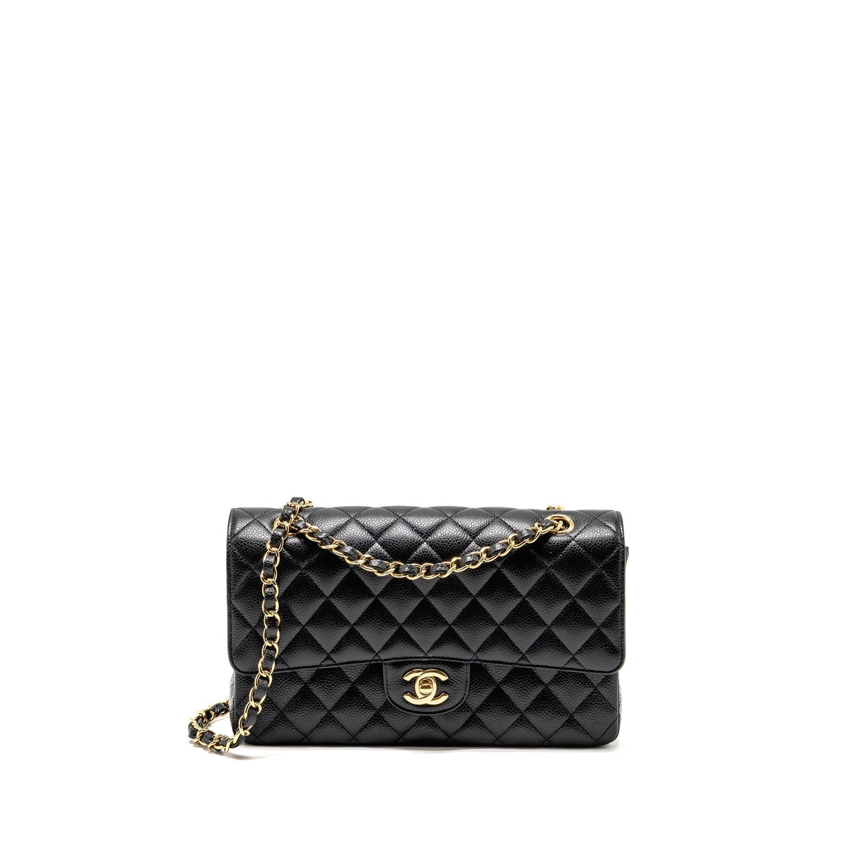 CHANEL MEDIUM CLASSIC DOUBLE FLAP BAG CAVIAR BLACK LGHW