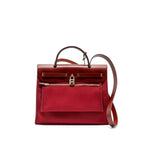 Hermes herbag zip 31 bag canvas / hunter rouge grenat / rouge H SHW
