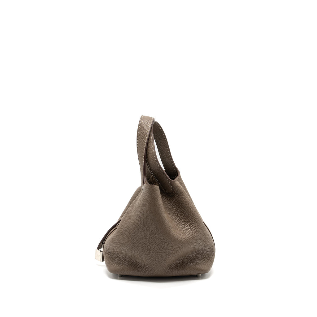 Hermes Picotin 18 Lock Bag Clemence Etoupe SHW