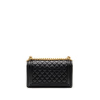 CHANEL MEDIUM BOY BAG CALFSKIN BLACK GHW (MICROCHIP)
