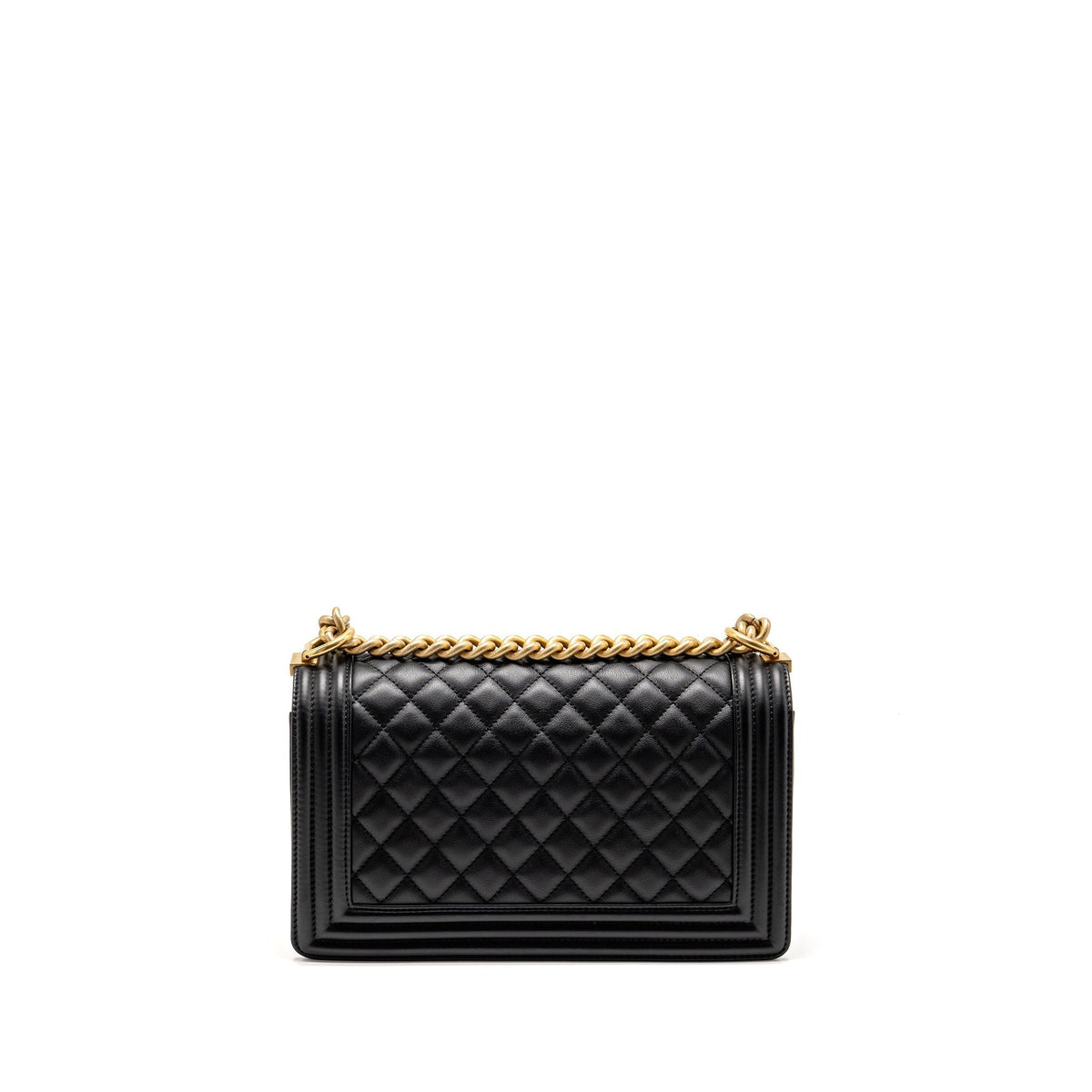 CHANEL MEDIUM BOY BAG CALFSKIN BLACK GHW (MICROCHIP)