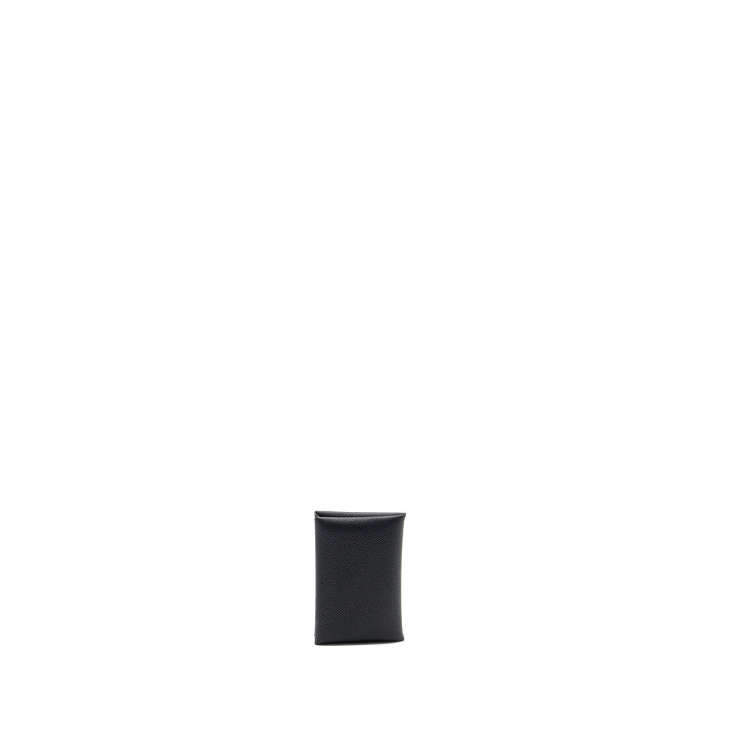 Hermes Calvi Card Holder Epsom Black SHW