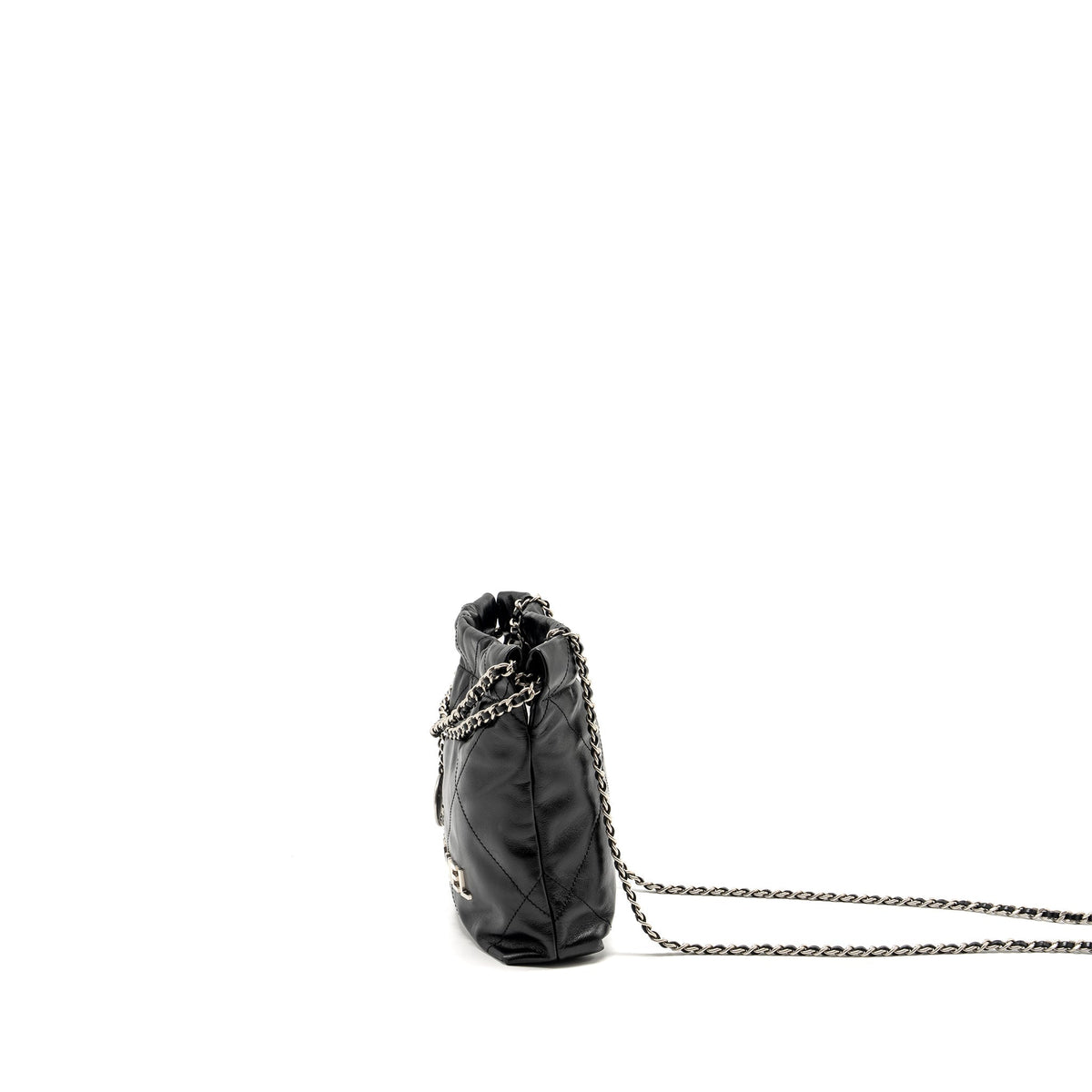 CHANEL MINI 22 BAG SHINY CALFSKIN BLACK SHW (MICROCHIP)