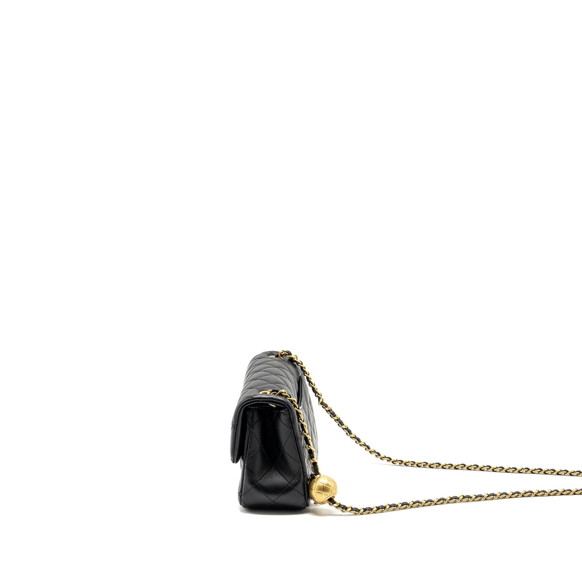 CHANEL PEARL CRUSH MINI RECTANGULAR FLAP BAG LAMBSKIN BLACK GHW (MICROCHIP)