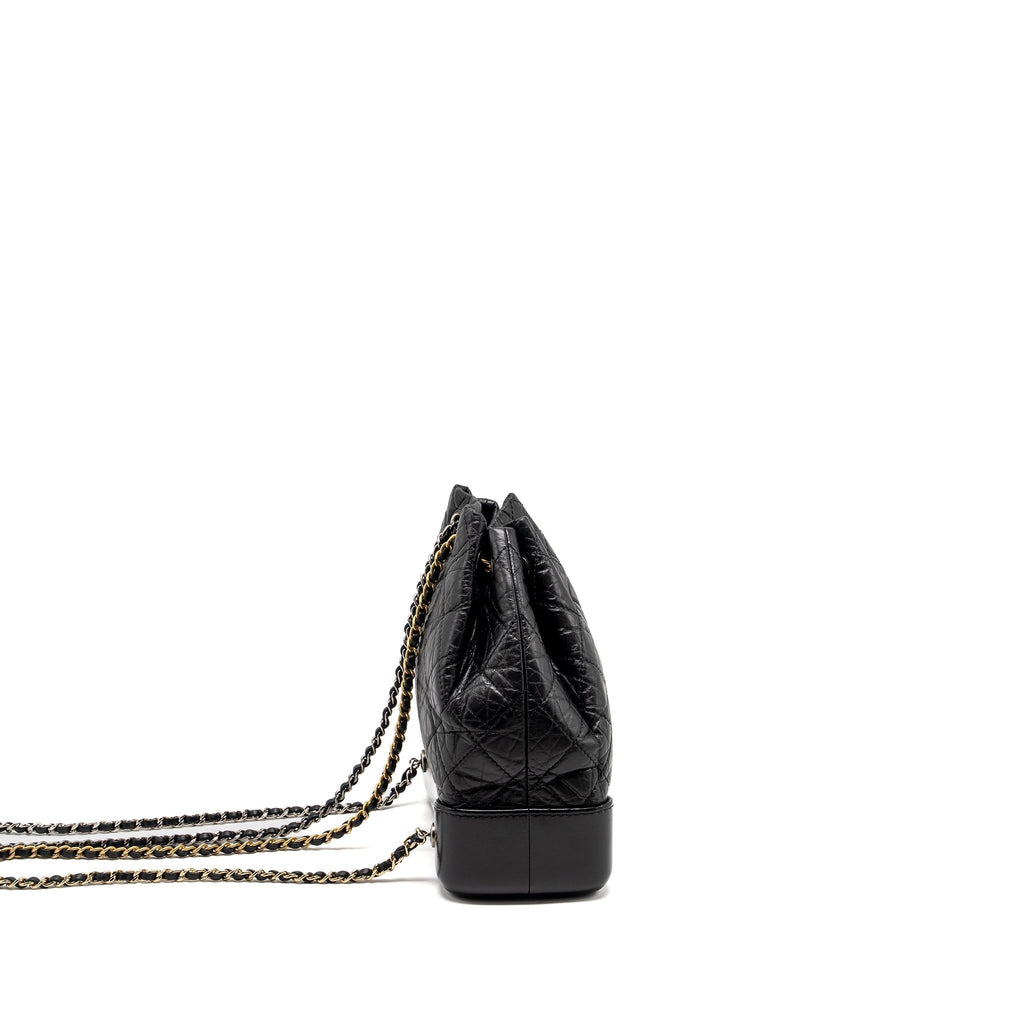CHANEL SMALL GABRIELLE BACKPACK CALFSKIN BLACK MULTICOLOUR HARDWARE (MICROCHIP)