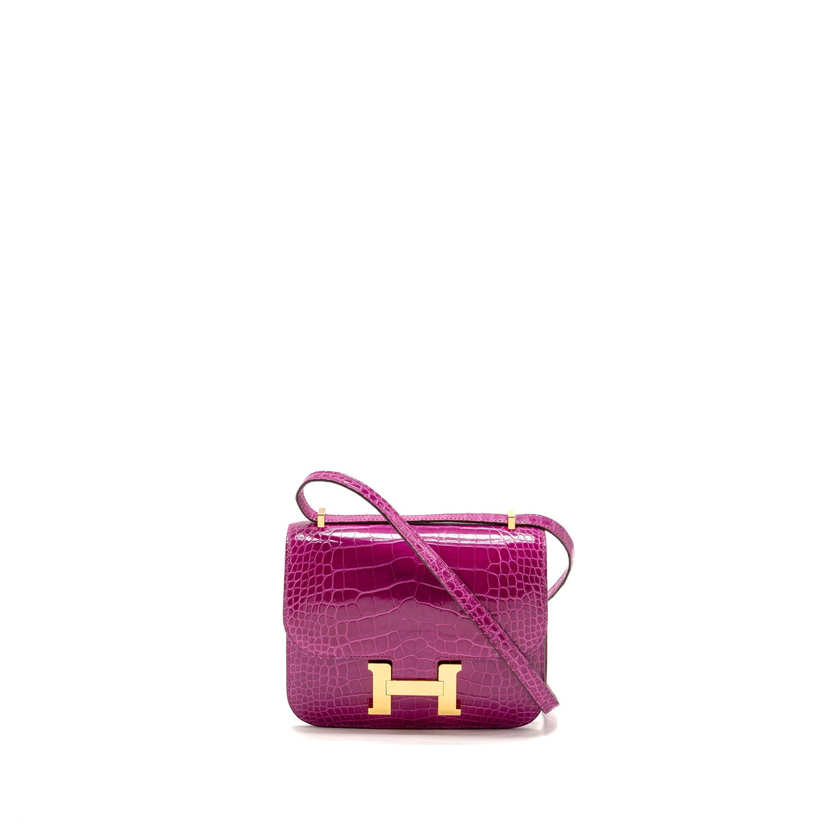 Hermes Mini Constance Shiny Alligator Missippiens J5 Rose Sheheraradez GHW
