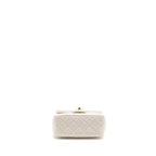 CHANEL PEARL CRUSH MINI SQUARE LAMBSKIN WHITE GHW (MICROCHIP)
