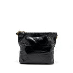 CHANEL SMALL 22 BAG GOLD LETTER SHINY CALFSKIN BLACK GHW (MICROCHIP)