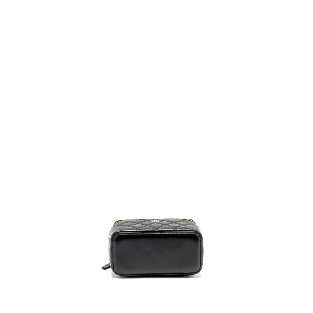 CHANEL LONG VANITY CASE WITH CHAIN LAMBSKIN BLACK LGHW