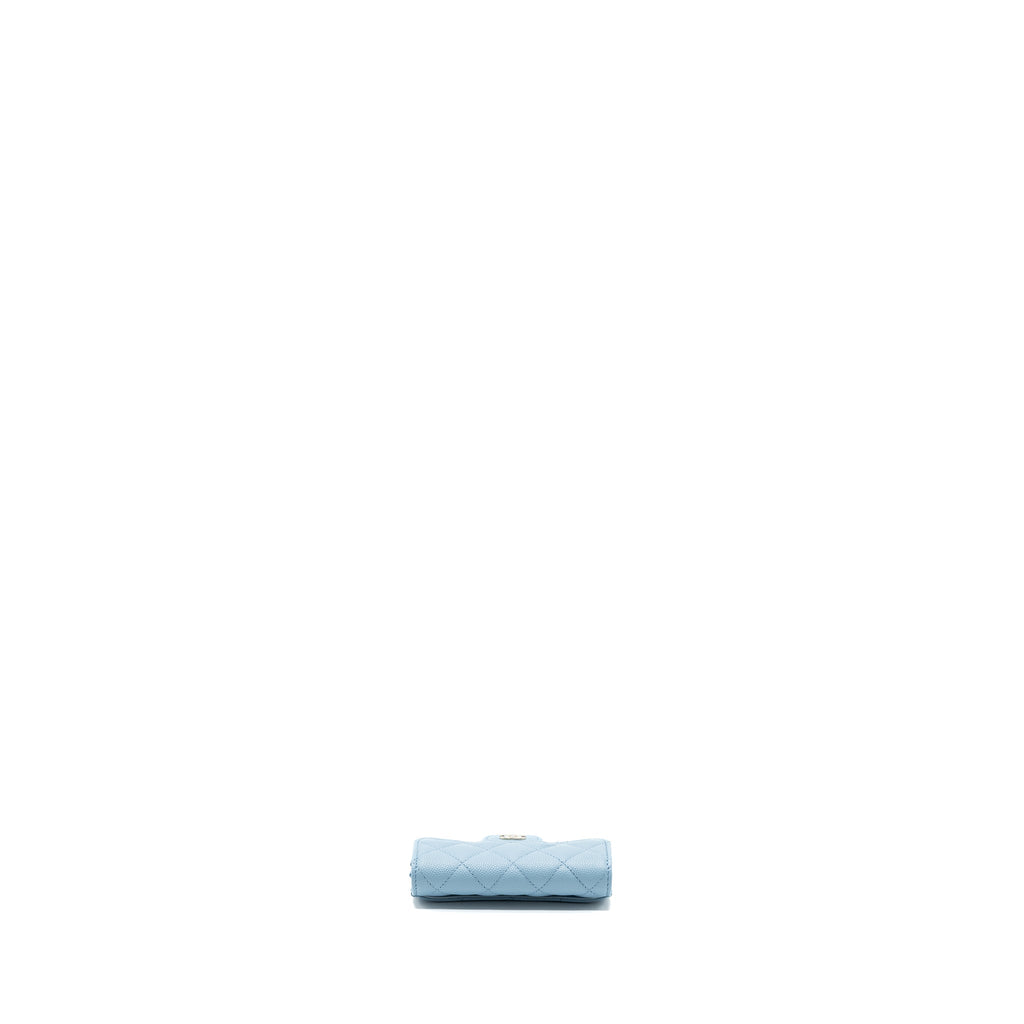 CHANEL CLASSIC FLAP CARD HOLDER CAVIAR BLUE LGHW