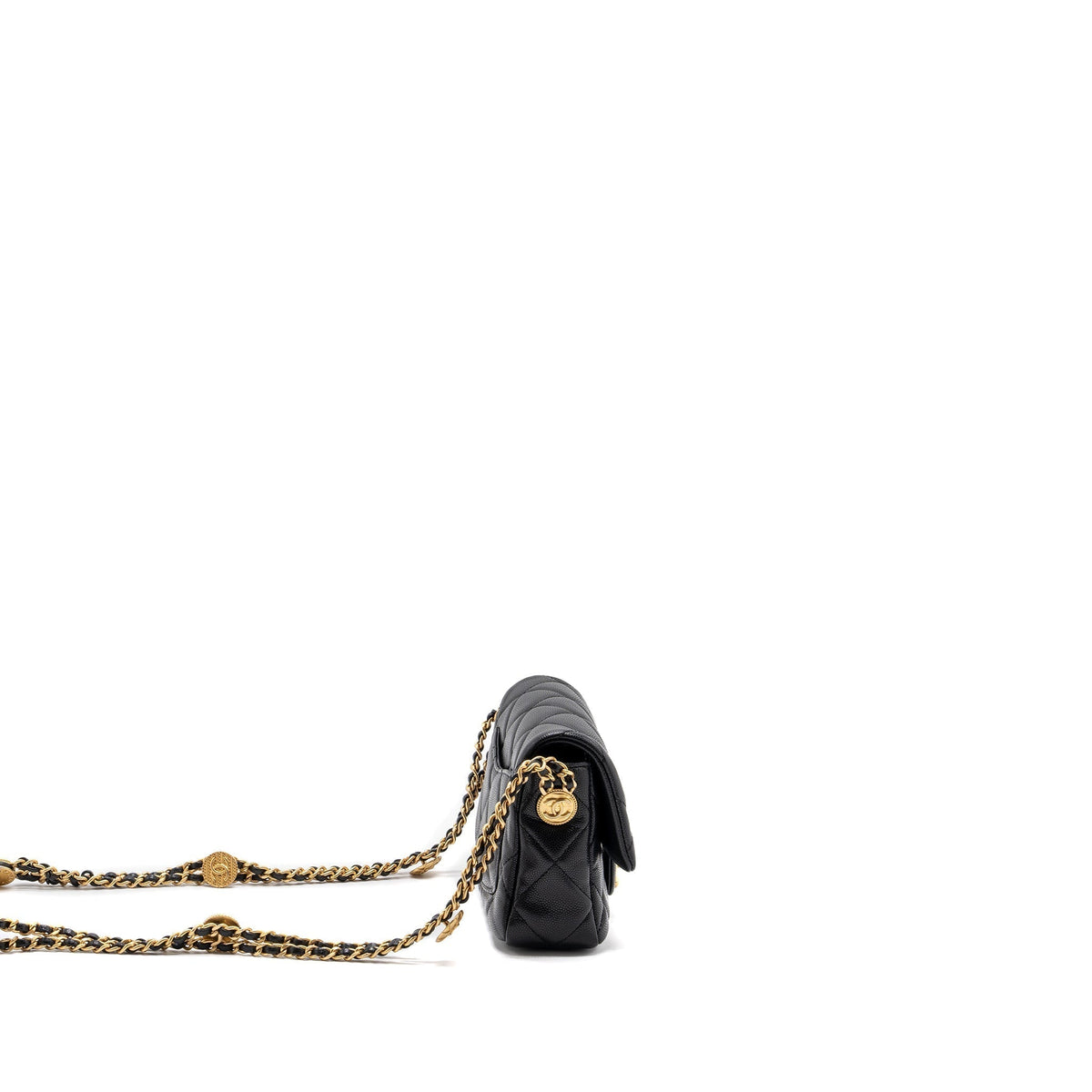 CHANEL MINI TWIST YOUR BUTTON SQUARE FLAP BAG CAVIAR BLACK GHW