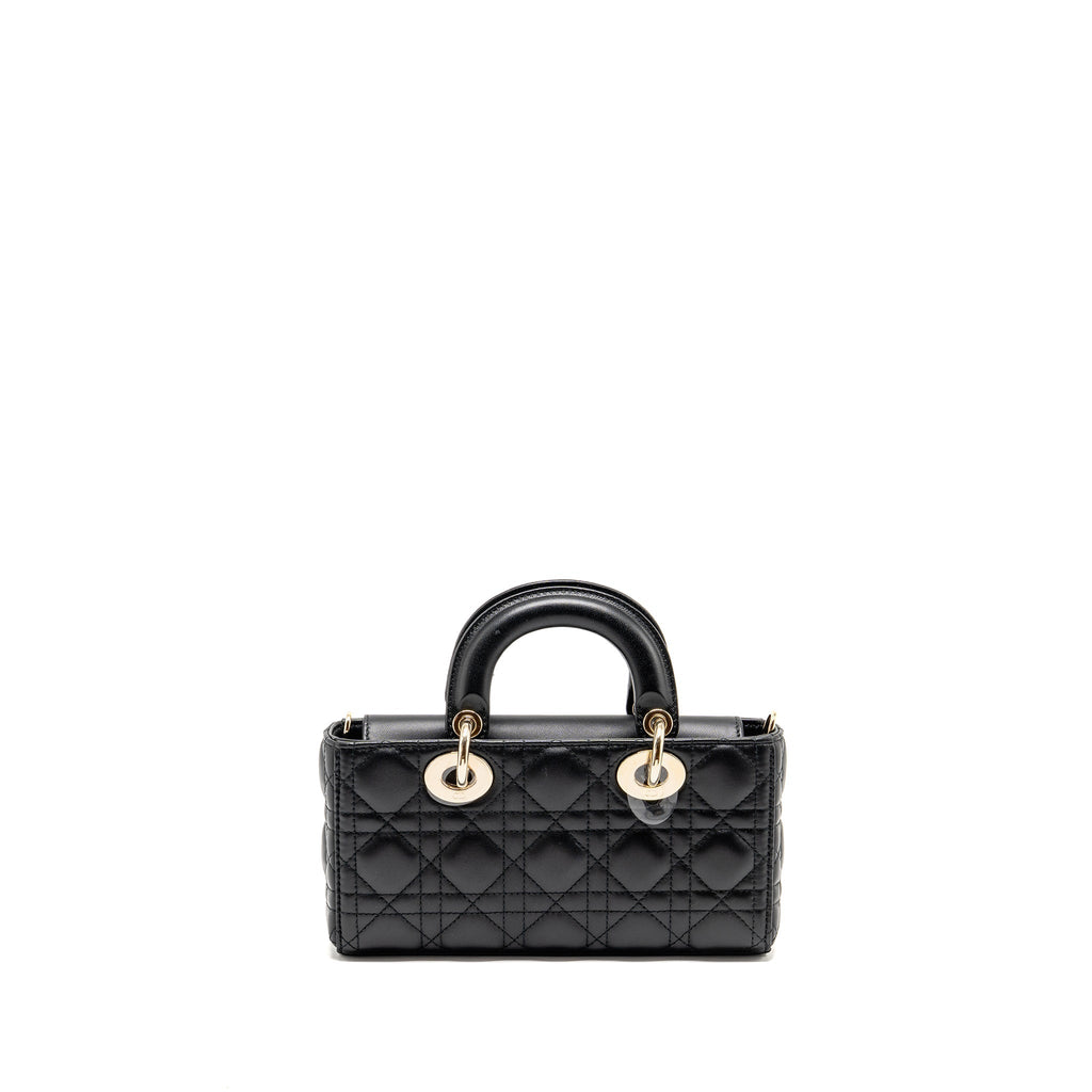 DIOR SMALL LADY D-JOY BAG CANNAGE LAMBSKIN BLACK LGHW