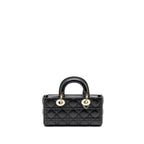 DIOR SMALL LADY D-JOY BAG CANNAGE LAMBSKIN BLACK LGHW