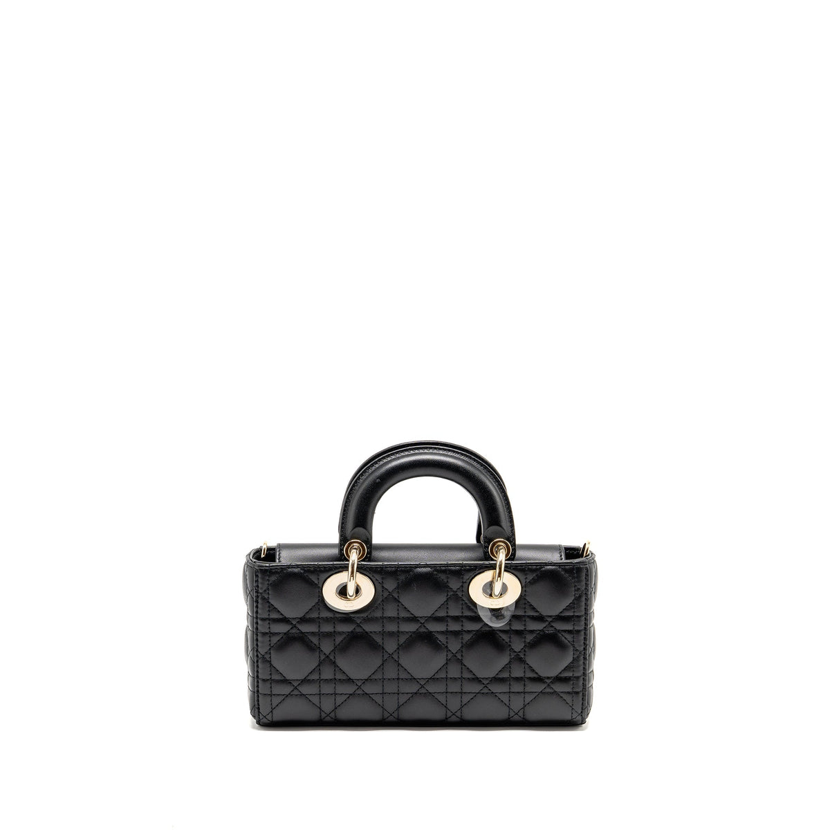 DIOR SMALL LADY D-JOY BAG CANNAGE LAMBSKIN BLACK LGHW