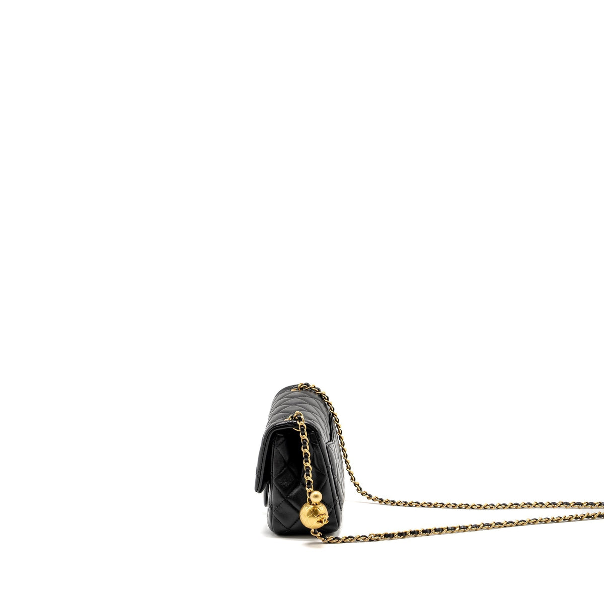 CHANEL PEARL CRUSH MINI SQUARE FLAP BAG LAMBSKIN BLACK GHW