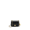 CHANEL PEARL CRUSH MINI SQUARE  FLAP BAG LAMBSKIN BLACK GHW (MICROCHIP)