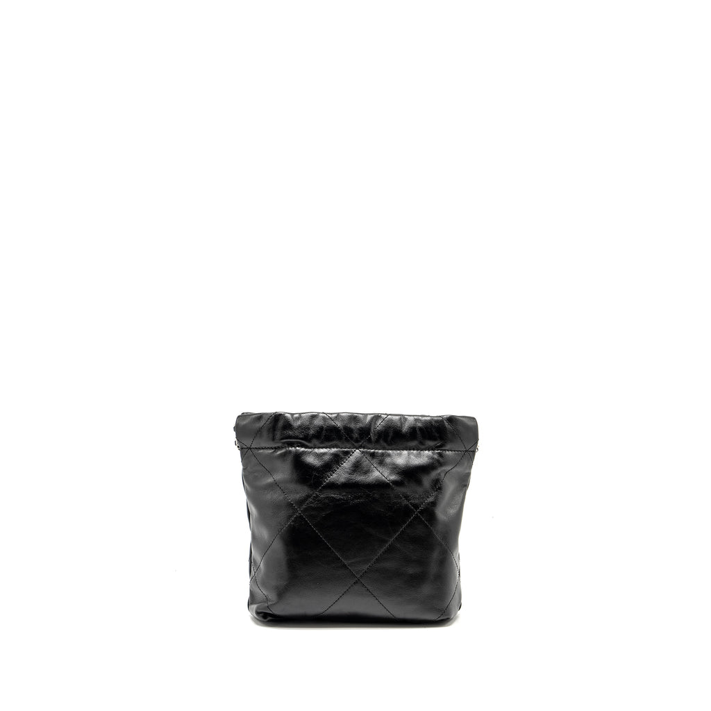 CHANEL MINI 22 BAG SHINY CALFSKIN BLACK SHW (MICROCHIP)