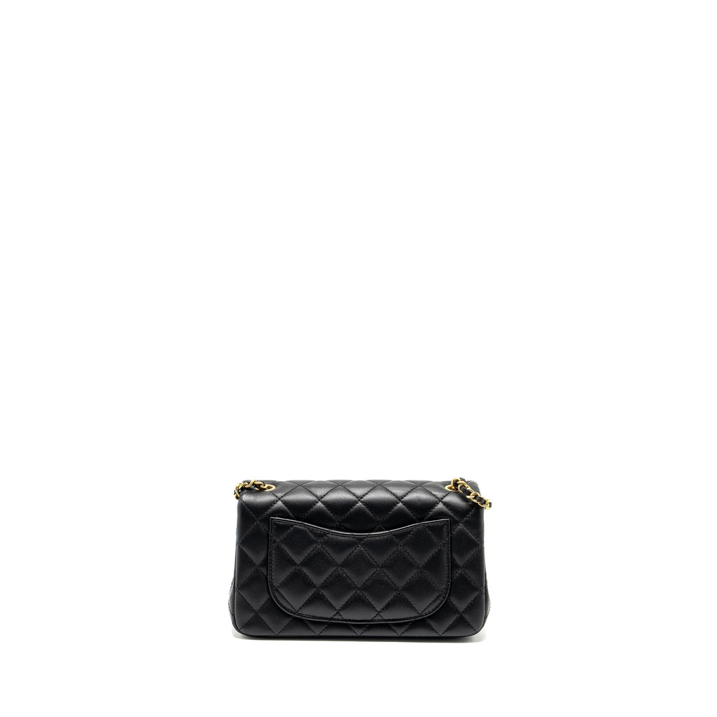 CHANEL PEARL CRUSH MINI RECTANGULAR FLAP BAG LAMBSKIN BLACK GHW (MICROCHIP)